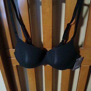 Auden Luxe Stretch Lightly Lined Black Demi Coverage Bra - Size 34B